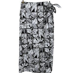 Vintage Talbots Long Skirt Size 10 Cotton Black White Coverup Midi Maxi NWT